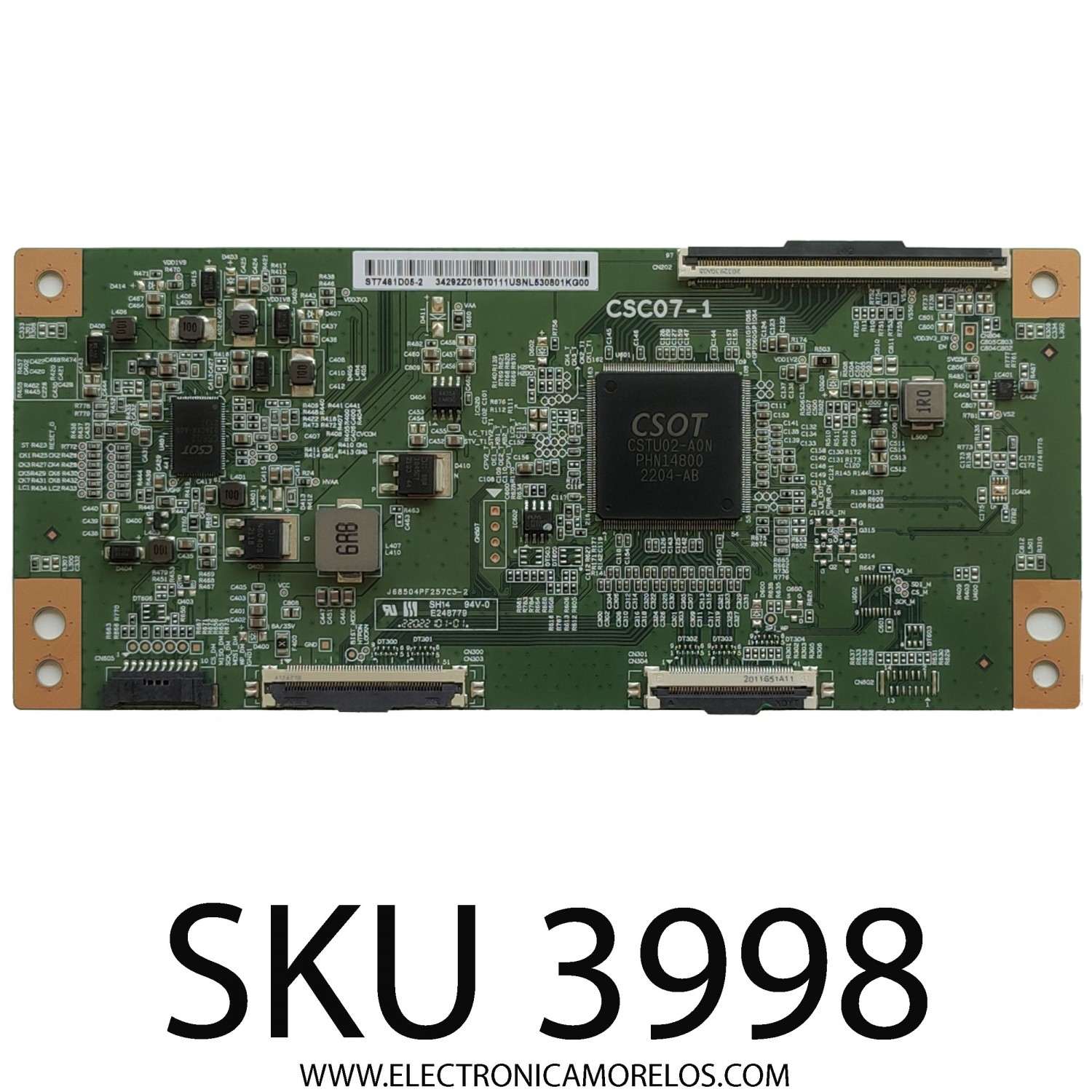 T-CON PARA TV TCL / NUMERO DE PARTE ST7461D05-2 / CSC07-1 / 34292Z016T0111 / DISPLAY ST7461D05-2 VER.2.1 / MODELO 75R655	